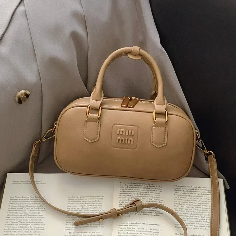 High-End Designer Tote Bag Solid Color Large Capacity Shopper Minimalist Leather Messenger Purse for Women