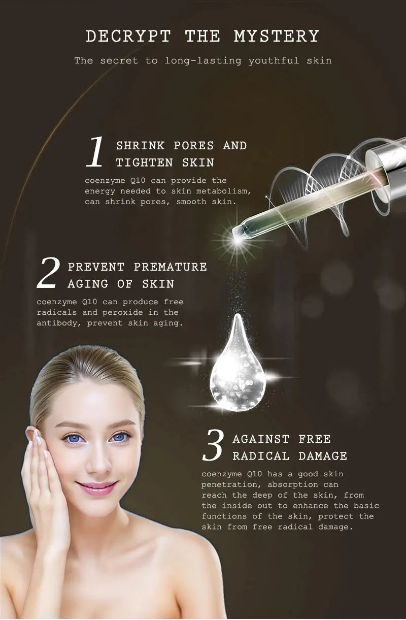 BELYN BERLY Coenzyme Q10 Serum 3PCS/Lot Minimize Pores and Moisturizing Face Flabby Skin Hyaluronic Acid Essence Facial Care
