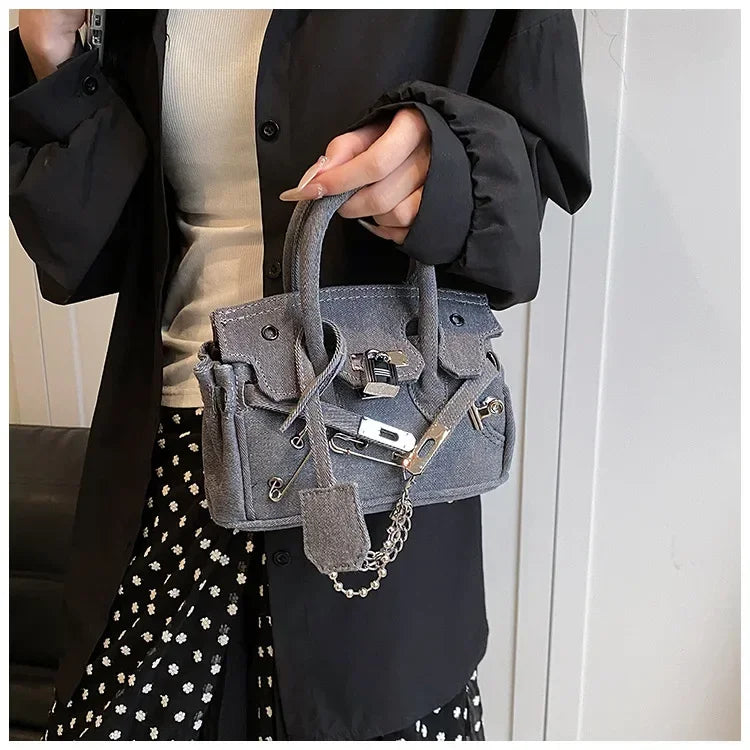 Vintage Distressed Denim Crossbody Bag 2025 Spring Summer Boho Chic Shoulder Purse for Women - Funny Ripped Designer Handbag