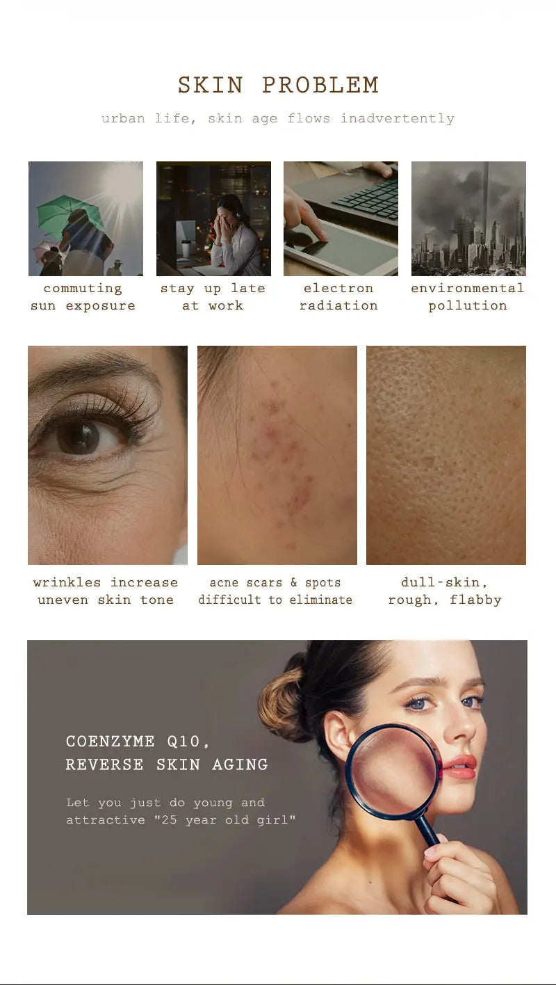 BELYN BERLY Coenzyme Q10 Serum 3PCS/Lot Minimize Pores and Moisturizing Face Flabby Skin Hyaluronic Acid Essence Facial Care