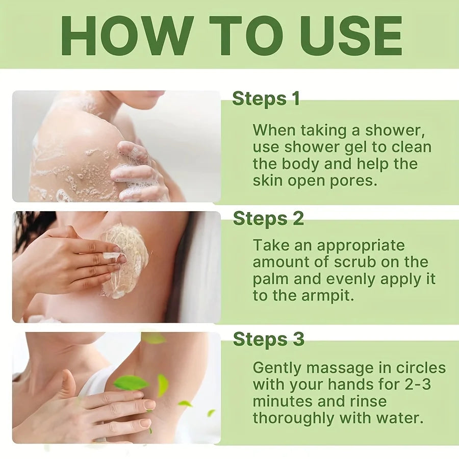GZE Underarm Scrub with Peppermint, Aloe Vera and Walnut Shell Powder, Underarm Scrub Helps on Removing Odor, Deep Cleanse