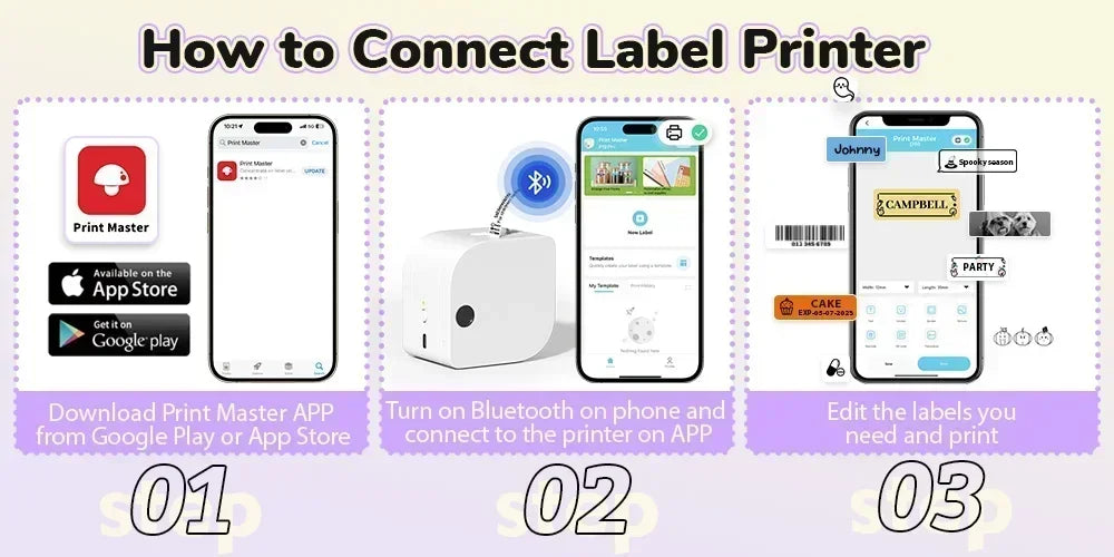 Phomemo Label Printer P12 PRO Portable Label Maker 12mm Rechargeable Bluetooth Inkless Printer Multiple Template for Office Home