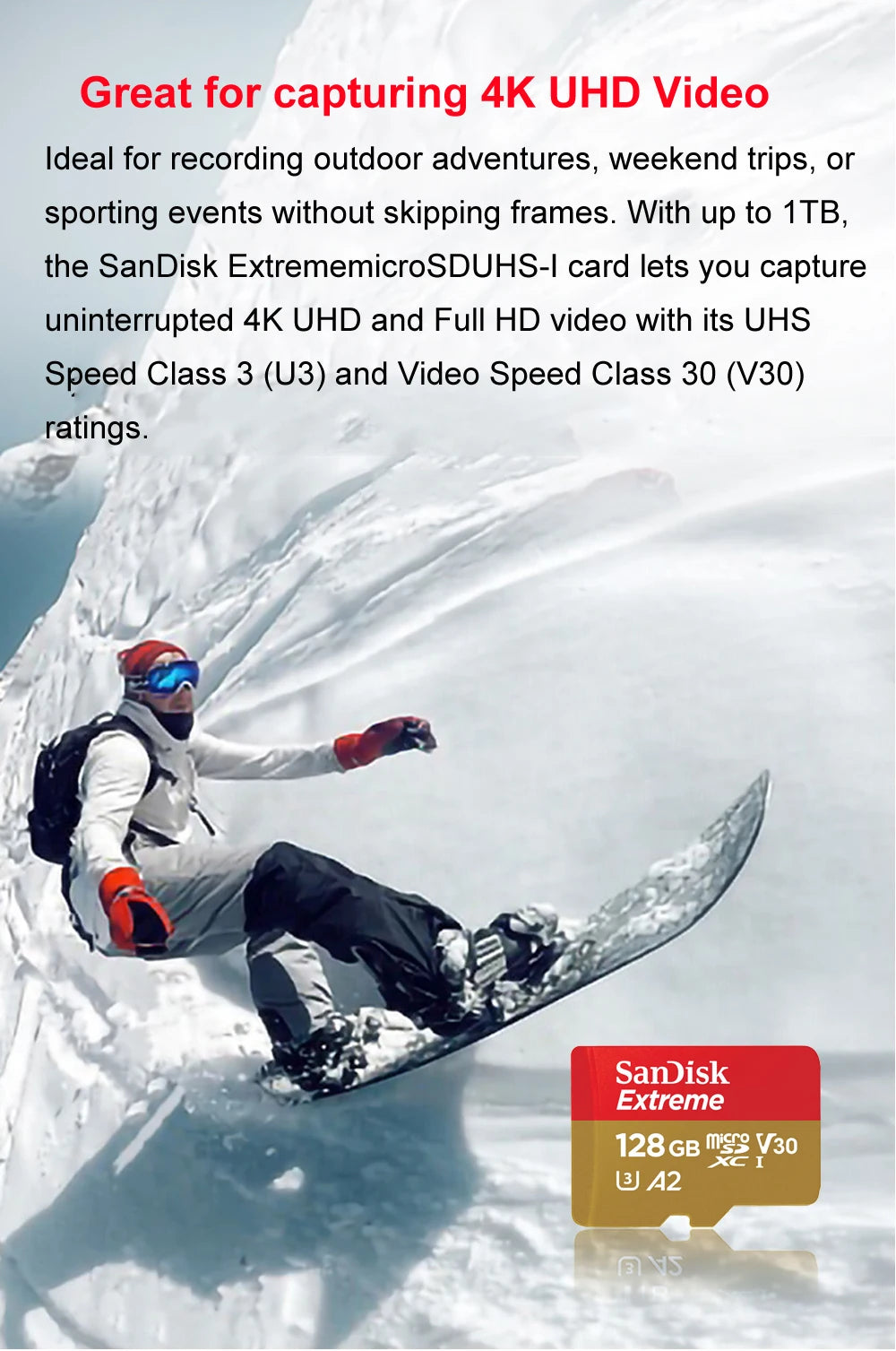 SanDisk Memory Card microsd 512GB 256GB 128GB 64GB micro SD Card Extreme/Extreme PRO TF Card Class10 U3 V30 4K UHD A2 micro SDXC