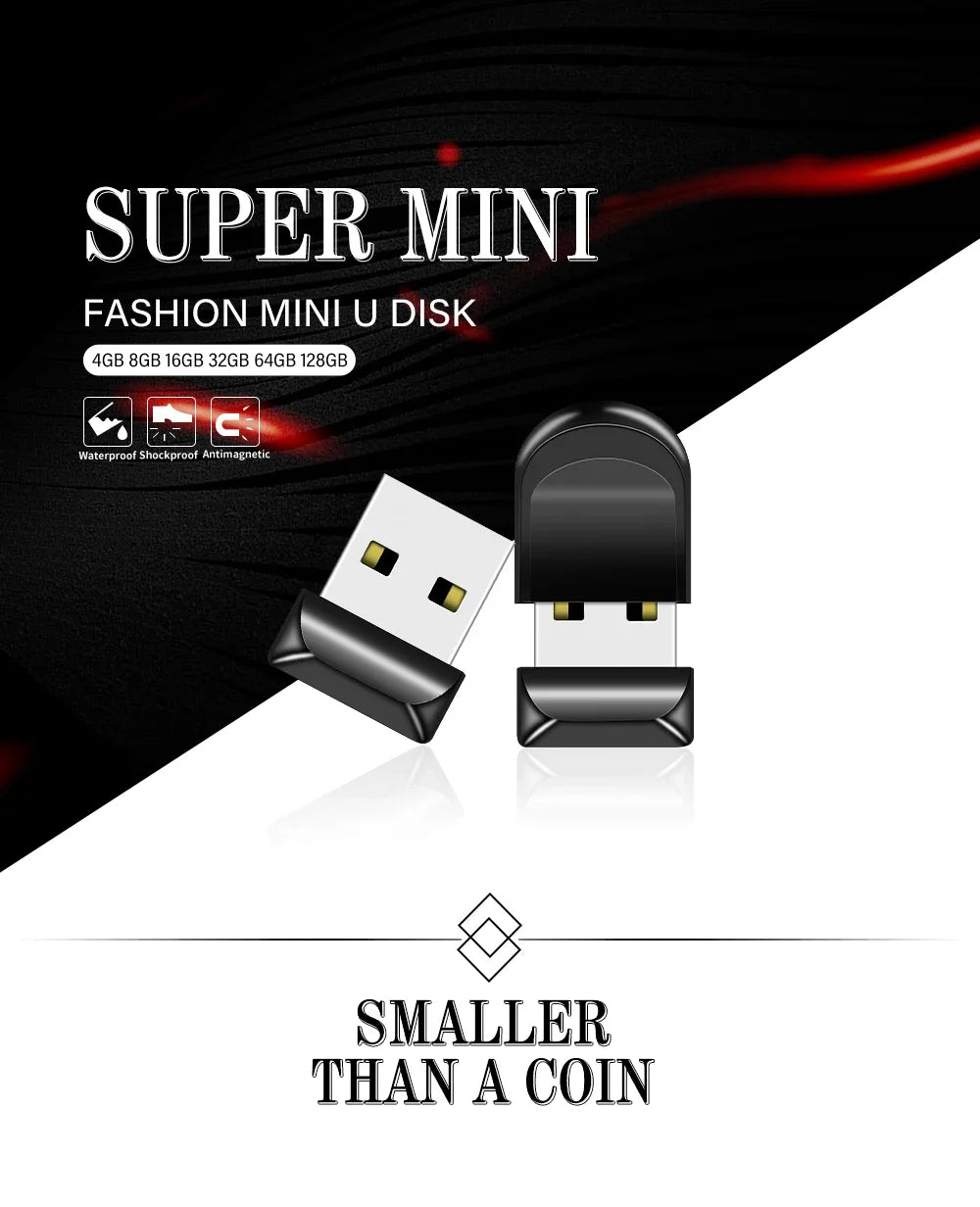 JASTER Mini Pen Drive 128GB Key Chain Memoria USB 64GB Black USB Flash Drive Creative Gift 32GB for Computer Memory Stick 16GB