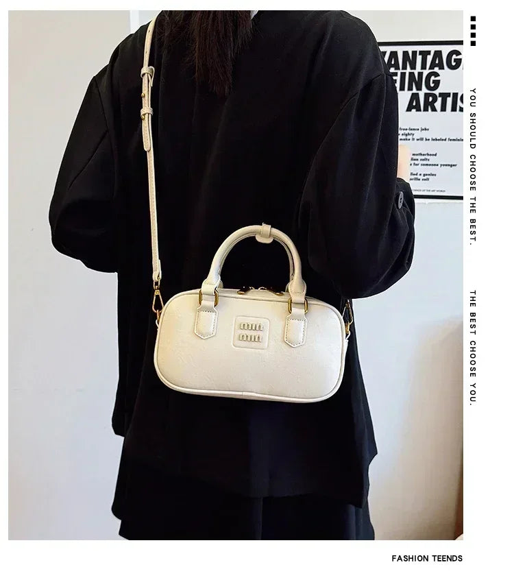 High-End Designer Tote Bag Solid Color Large Capacity Shopper Minimalist Leather Messenger Purse for Women