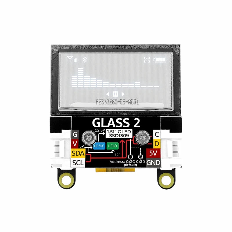 M5Stack Official Glass2 Unit with 1.51inch Transparent OLED