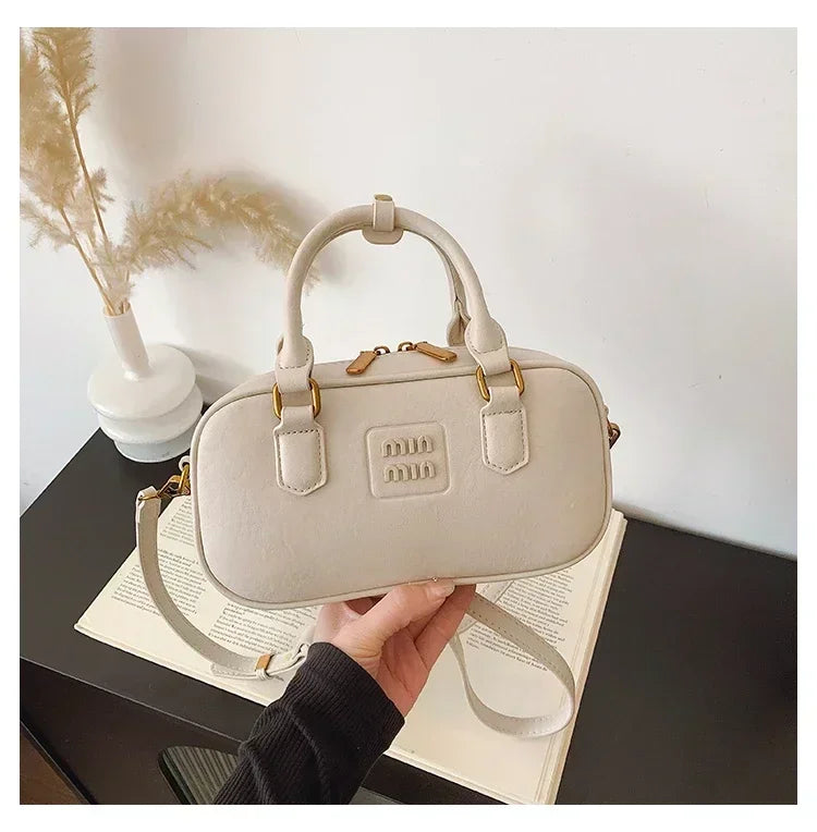 High-End Designer Tote Bag Solid Color Large Capacity Shopper Minimalist Leather Messenger Purse for Women